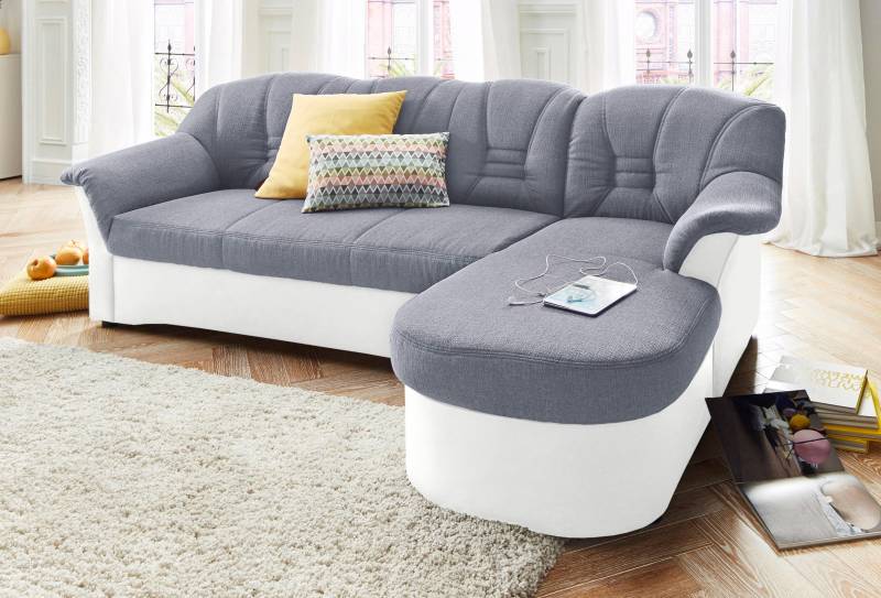 DOMO collection Ecksofa »Elva, zeitlose Formensprache, elegante Rückensteppung, L-Form«, wahlweise mit Bettfunktion und Federkern von DOMO collection