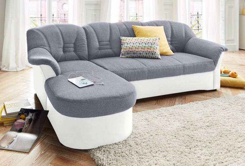 DOMO collection Ecksofa »Elva, zeitlose Formensprache, elegante Rückensteppung, L-Form«, wahlweise mit Bettfunktion und Federkern von DOMO collection