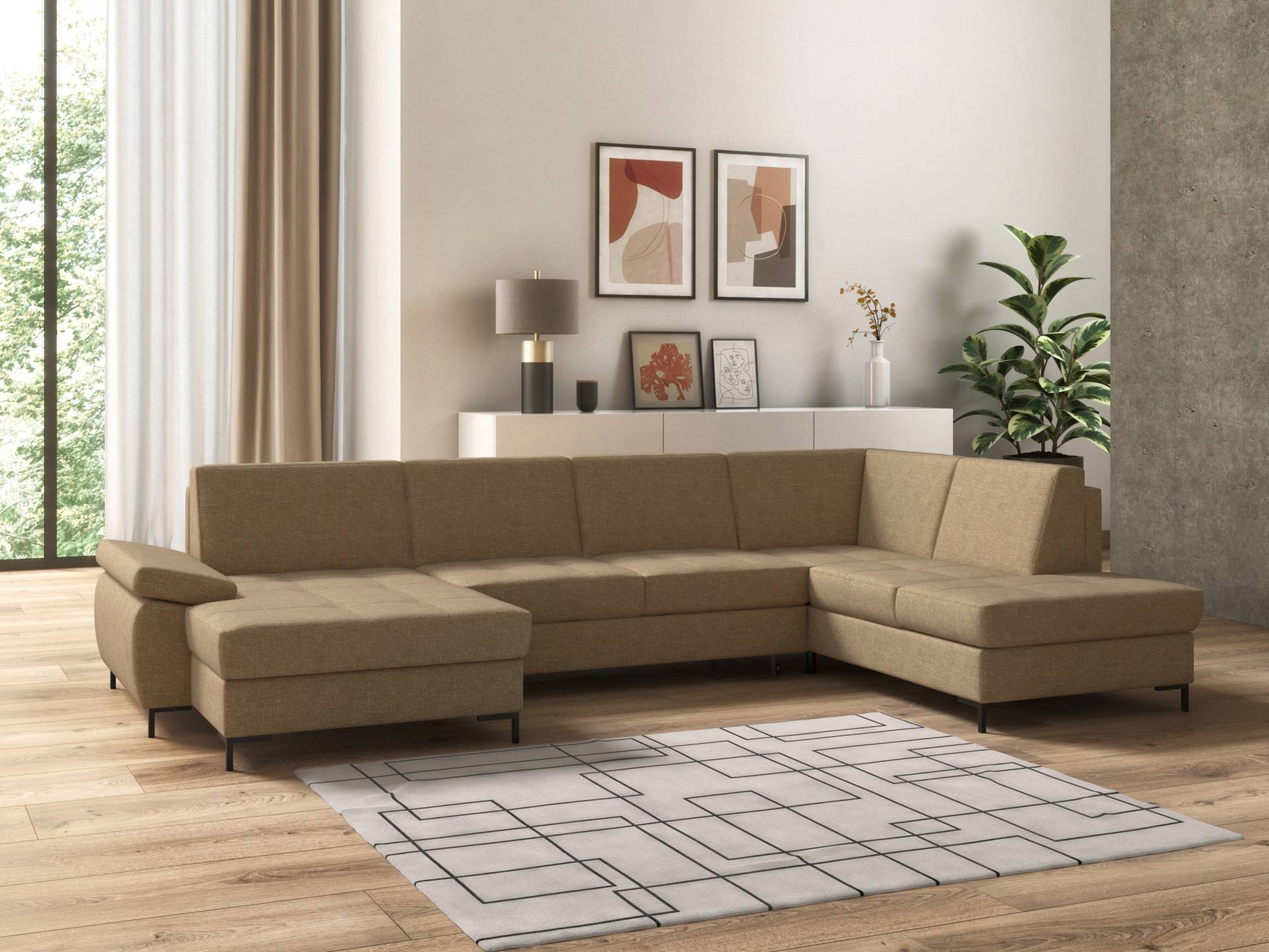 DOMO collection Wohnlandschaft »Capelo U-Form«, mit Armteilverstellung, wahlweise mit Bettfunktion, Federkern von DOMO collection