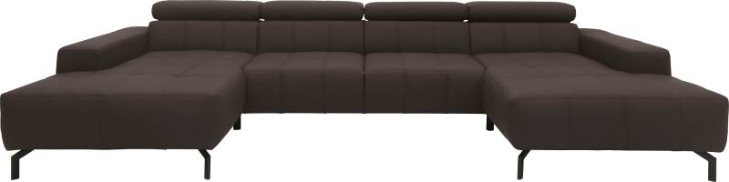 DOMO collection Wohnlandschaft »Cunelli tolle Sitznähte als Designelement, fester Sitzkomfort, U-Form«, wahlweise mit Kopfteilverstellung, bodenfrei von DOMO collection