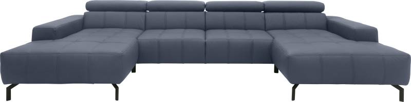 DOMO collection Wohnlandschaft »Cunelli tolle Sitznähte als Designelement, fester Sitzkomfort, U-Form«, wahlweise mit Kopfteilverstellung, bodenfrei von DOMO collection
