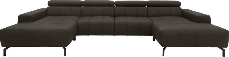 DOMO collection Wohnlandschaft »Cunelli tolle Sitznähte als Designelement, fester Sitzkomfort, U-Form«, wahlweise mit Kopfteilverstellung, bodenfrei von DOMO collection