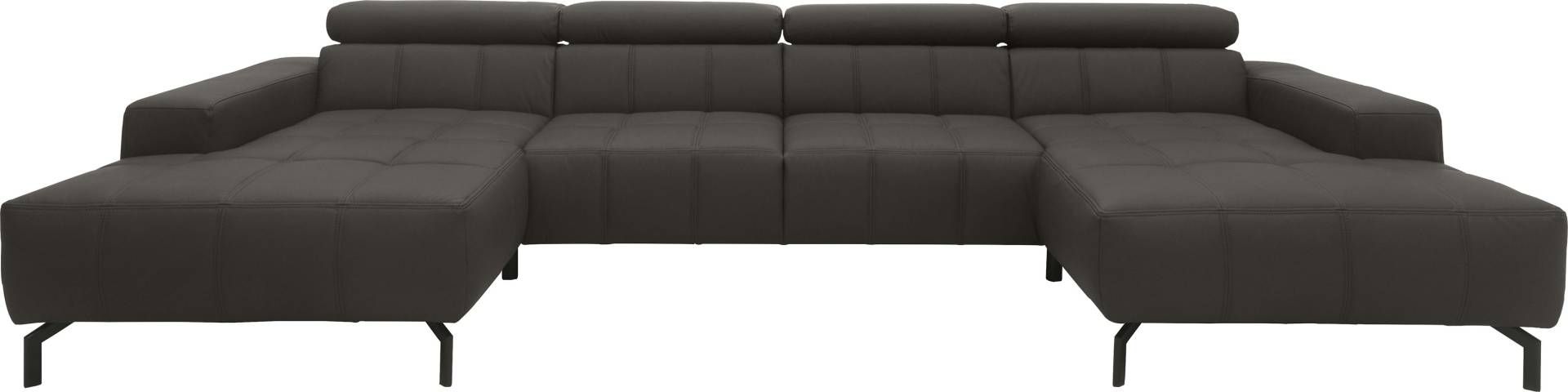 DOMO collection Wohnlandschaft »Cunelli tolle Sitznähte als Designelement, fester Sitzkomfort, U-Form«, wahlweise mit Kopfteilverstellung, bodenfrei von DOMO collection