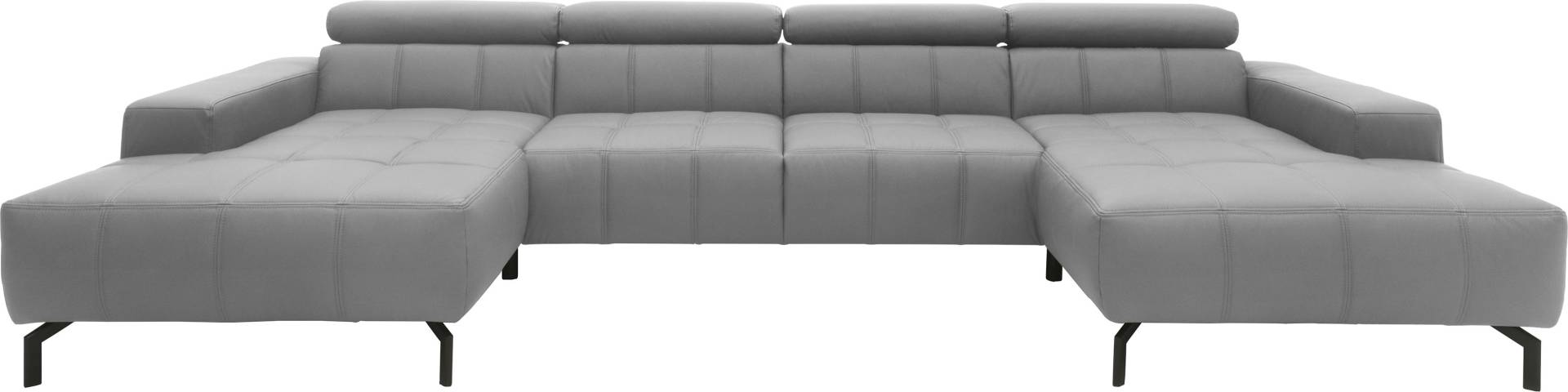 DOMO collection Wohnlandschaft »Cunelli tolle Sitznähte als Designelement, fester Sitzkomfort, U-Form«, wahlweise mit Kopfteilverstellung, bodenfrei von DOMO collection