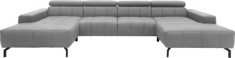 DOMO collection Wohnlandschaft »Cunelli tolle Sitznähte als Designelement, fester Sitzkomfort, U-Form«, wahlweise mit Kopfteilverstellung, bodenfrei von DOMO collection