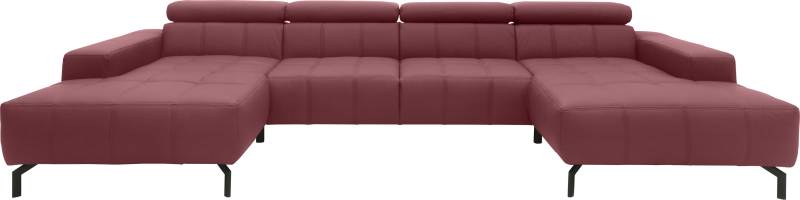 DOMO collection Wohnlandschaft »Cunelli tolle Sitznähte als Designelement, fester Sitzkomfort, U-Form«, wahlweise mit Kopfteilverstellung, bodenfrei von DOMO collection