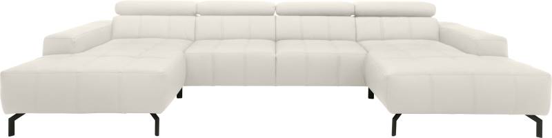 DOMO collection Wohnlandschaft »Cunelli tolle Sitznähte als Designelement, fester Sitzkomfort, U-Form«, wahlweise mit Kopfteilverstellung, bodenfrei von DOMO collection