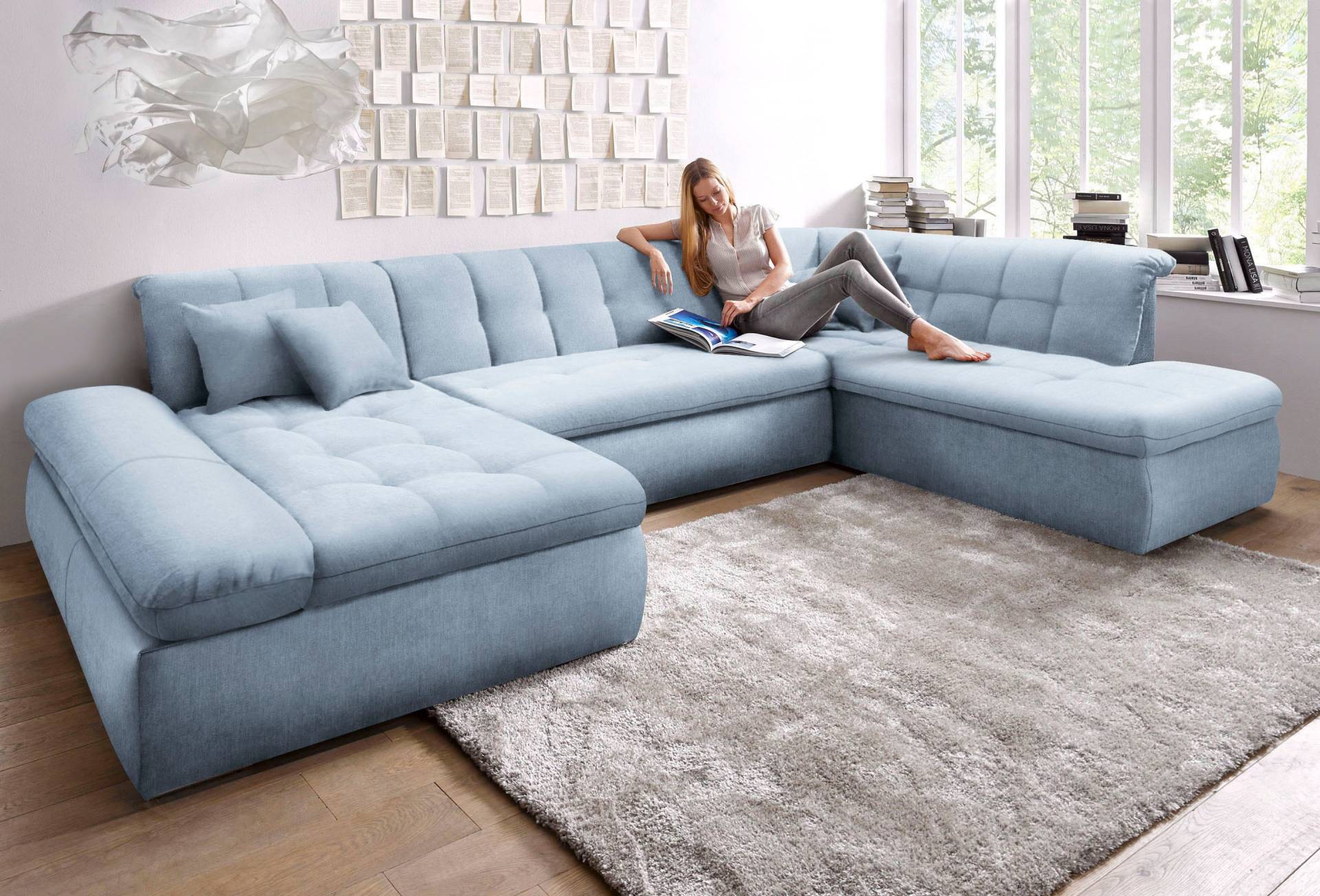 DOMO collection Wohnlandschaft »Moric Luxus incl. Zierkissen«, U-Form, bis 140kg pro Sitzplatz belastbar, XXL B/T/H: 353/216/80 cm DOMO collection Wohnlandschaft »Moric Luxus incl. Zierkissen«, U-Form, bis 140kg pro Sitzplatz belastbar, XXL B/T/H: 353/216/80 cm von DOMO collection