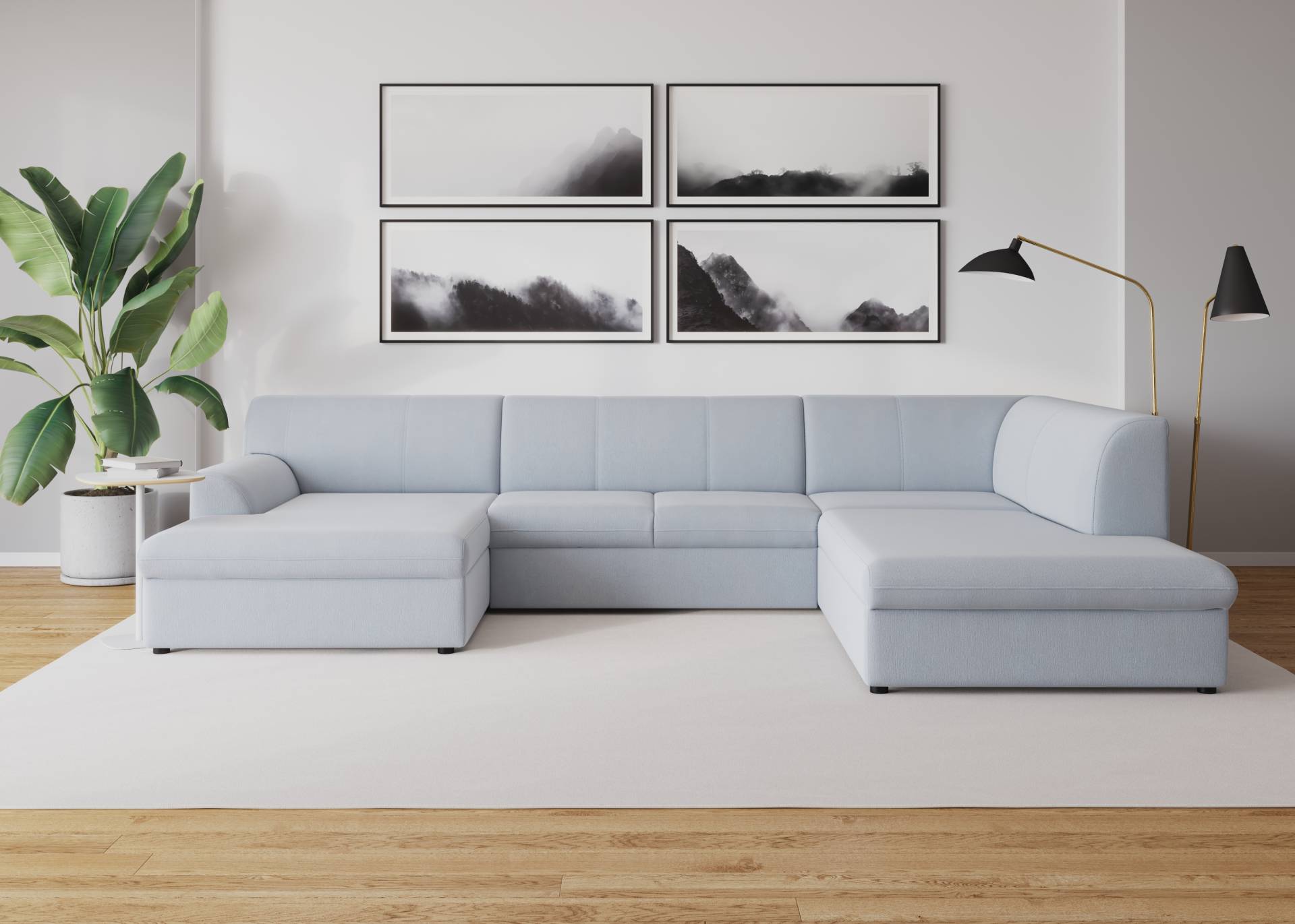 DOMO collection Wohnlandschaft »Topper, elegant und zeitlos, komfortabel, U-Form«, wahlweise mit Bettfunktion von DOMO collection