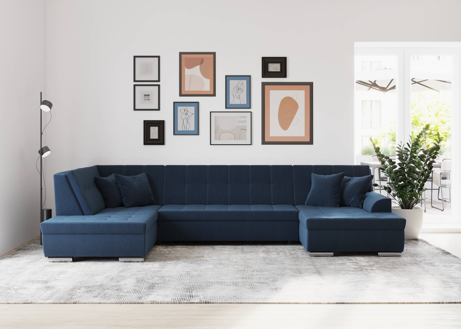 DOMO collection Wohnlandschaft »Treviso incl. Zierkissen, moderne Steppung, XXL: B/T/H: 364/201/83 cm«, wahlweise mit Bettfunktion, in vielen Bezugsarten auch in Cord U-Form DOMO collection Wohnlandschaft »Treviso incl. Zierkissen, moderne Steppung, XXL: B/T/H: 364/201/83 cm«, wahlweise mit Bettfunktion, in vielen Bezugsarten auch in Cord U-Form von DOMO collection