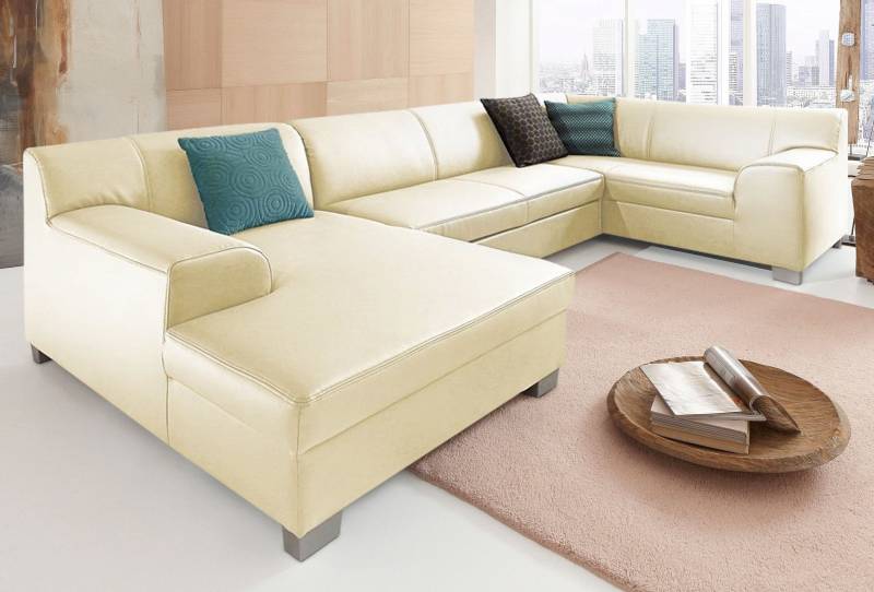 DOMO collection Wohnlandschaft »Amando in vielen Bezugsvarianten, auch in Leder, komfortabel, U-Form«, wahlweise mit Bettfunktion, fester Sitzkomfort, frei im Raum stellbar von DOMO collection