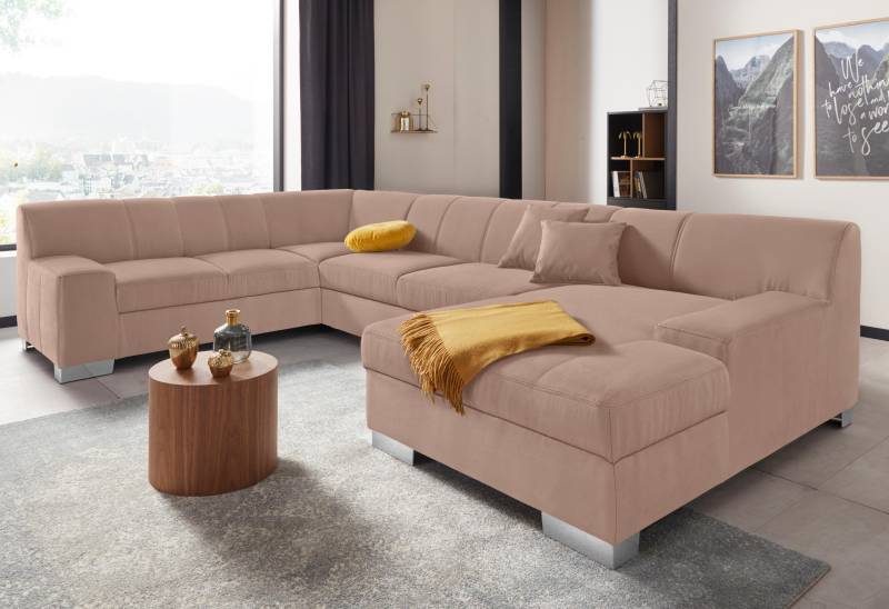 DOMO collection Wohnlandschaft »Bero, elegant und zeitlos, flache Armlehnen, U-Form«, fester Sitzkomfort, wahlweise mit Bettfunktion von DOMO collection