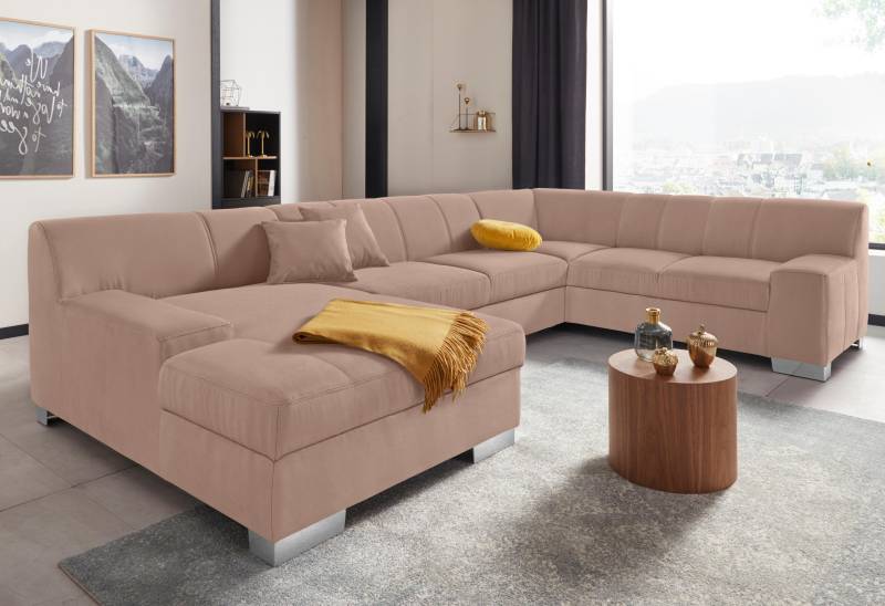 DOMO collection Wohnlandschaft »Bero, elegant und zeitlos, flache Armlehnen, U-Form«, fester Sitzkomfort, wahlweise mit Bettfunktion von DOMO collection