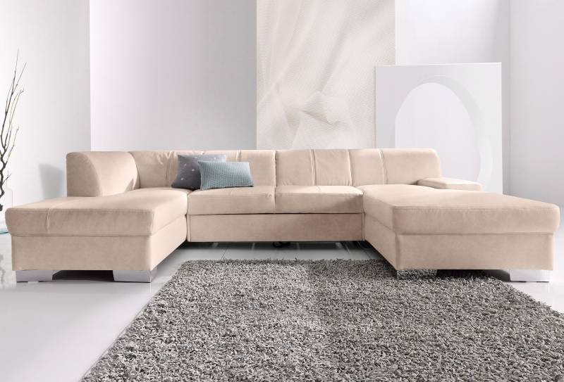 DOMO collection Wohnlandschaft »Star, zeitlose Formensprache, elegante Optik, viel Platz, U-Form«, fester Sitzkomfort, wahlweise mit Bettfunktion von DOMO collection