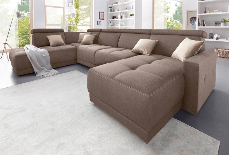DOMO collection Wohnlandschaft »Ava moderne Sitzheftung mit toller Doppelnaht, komfortabel, U-Form«, mit Federkern, wahlweise mit Kopfteilverstellungen von DOMO collection