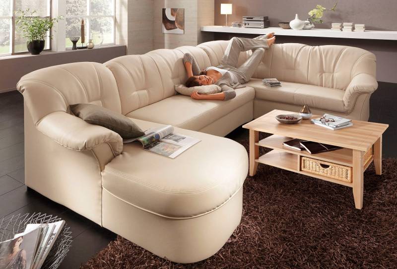 DOMO collection Wohnlandschaft »Papenburg, zeitlose Rückensteppung, elegante Formensprache, U-Form«, in grosser Farbvielfalt, wahlweise mit Bettfunktion von DOMO collection
