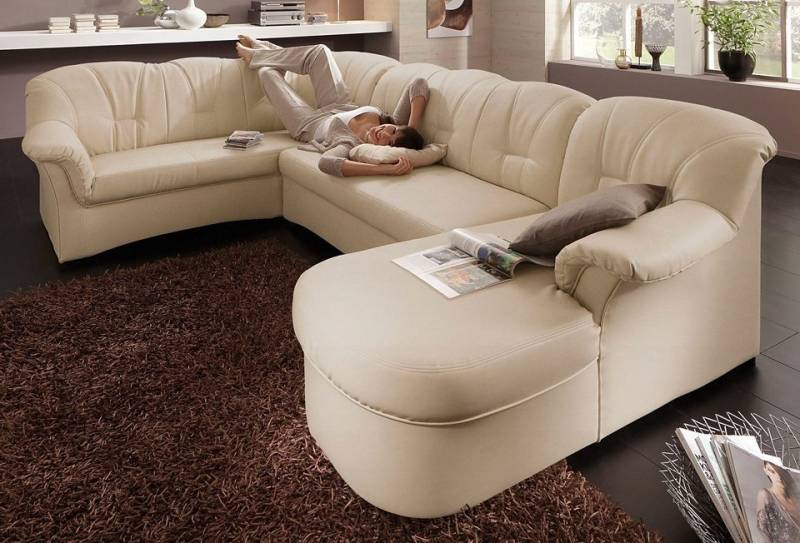 DOMO collection Wohnlandschaft »Papenburg, zeitlose Rückensteppung, elegante Formensprache, U-Form«, in grosser Farbvielfalt, wahlweise mit Bettfunktion von DOMO collection