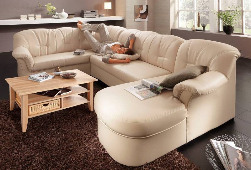 DOMO collection Wohnlandschaft »Papenburg, zeitlose Rückensteppung, elegante Formensprache, U-Form«, in grosser Farbvielfalt, wahlweise mit Bettfunktion von DOMO collection