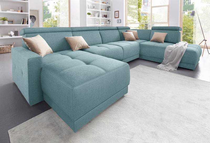DOMO collection Wohnlandschaft »Ava moderne Sitzheftung mit toller Doppelnaht, komfortabel, U-Form«, mit Federkern, wahlweise mit Kopfteilverstellungen von DOMO collection