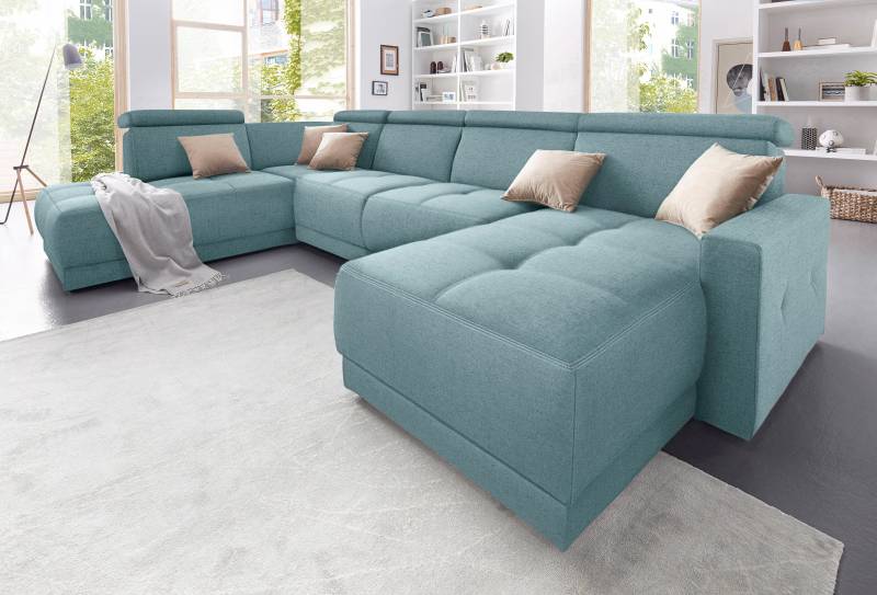 DOMO collection Wohnlandschaft »Ava moderne Sitzheftung mit toller Doppelnaht, komfortabel, U-Form«, mit Federkern, wahlweise mit Kopfteilverstellungen von DOMO collection