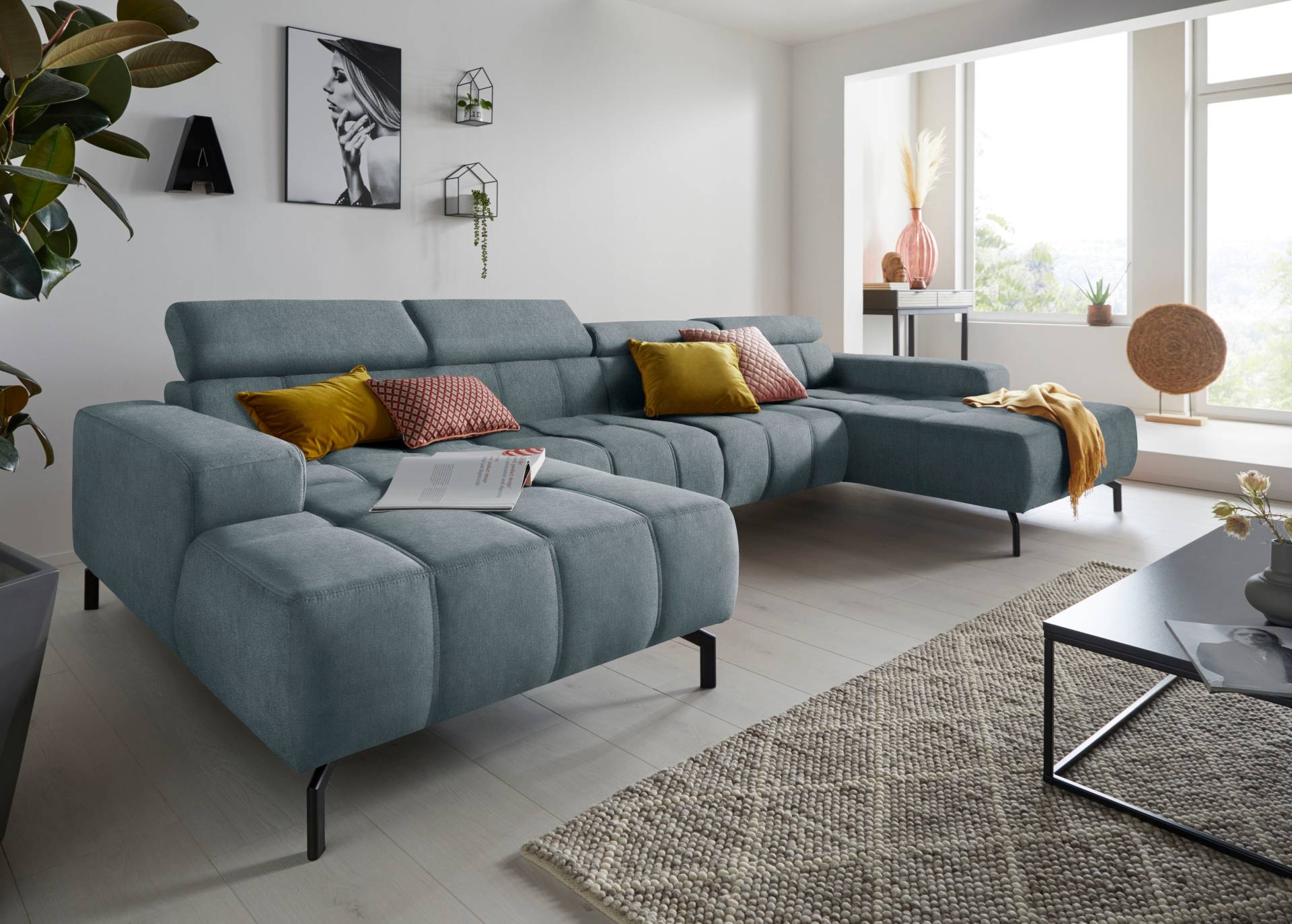 DOMO collection Wohnlandschaft »Cunelli tolle Sitznähte als Designelement, fester Sitzkomfort, U-Form«, wahlweise mit Kopfteilverstellung, bodenfrei DOMO collection Wohnlandschaft »Cunelli tolle Sitznähte als Designelement, fester Sitzkomfort, U-Form«, wahlweise mit Kopfteilverstellung, bodenfrei von DOMO collection