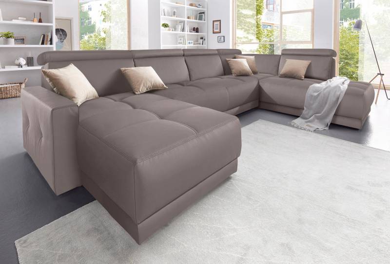 DOMO collection Wohnlandschaft »Ava moderne Sitzheftung mit toller Doppelnaht, komfortabel, U-Form«, mit Federkern, wahlweise mit Kopfteilverstellungen von DOMO collection