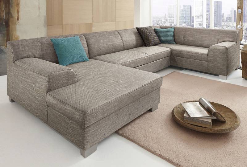 DOMO collection Wohnlandschaft »Amando in vielen Bezugsvarianten, auch in Leder, komfortabel, U-Form«, wahlweise mit Bettfunktion, fester Sitzkomfort, frei im Raum stellbar von DOMO collection