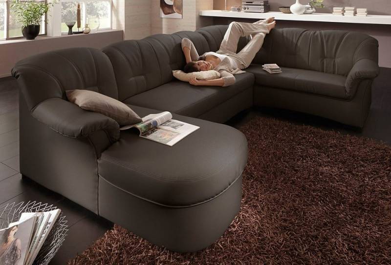 DOMO collection Wohnlandschaft »Papenburg, zeitlose Rückensteppung, elegante Formensprache, U-Form«, in grosser Farbvielfalt, wahlweise mit Bettfunktion von DOMO collection