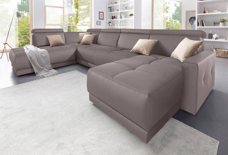 DOMO collection Wohnlandschaft »Ava moderne Sitzheftung mit toller Doppelnaht, komfortabel, U-Form«, mit Federkern, wahlweise mit Kopfteilverstellungen von DOMO collection