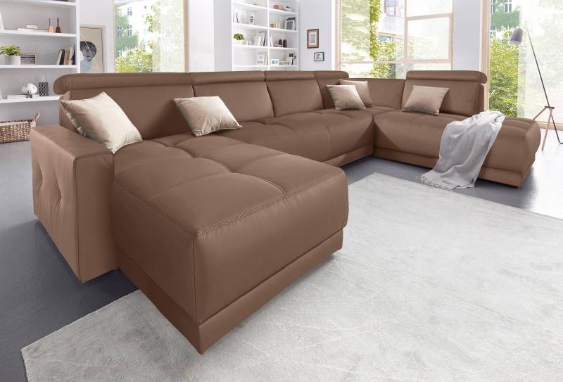 DOMO collection Wohnlandschaft »Ava moderne Sitzheftung mit toller Doppelnaht, komfortabel, U-Form«, mit Federkern, wahlweise mit Kopfteilverstellungen von DOMO collection