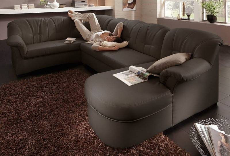 DOMO collection Wohnlandschaft »Papenburg, zeitlose Rückensteppung, elegante Formensprache, U-Form«, in grosser Farbvielfalt, wahlweise mit Bettfunktion von DOMO collection