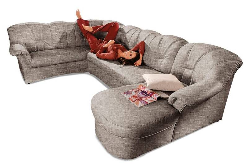 DOMO collection Wohnlandschaft »Papenburg, zeitlose Rückensteppung, elegante Formensprache, U-Form«, in grosser Farbvielfalt, wahlweise mit Bettfunktion von DOMO collection