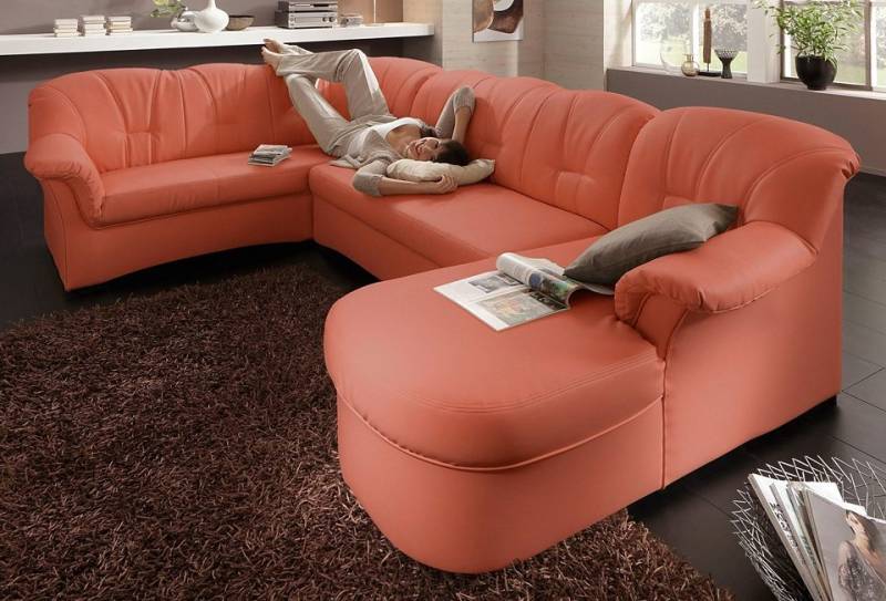 DOMO collection Wohnlandschaft »Papenburg, zeitlose Rückensteppung, elegante Formensprache, U-Form«, in grosser Farbvielfalt, wahlweise mit Bettfunktion von DOMO collection