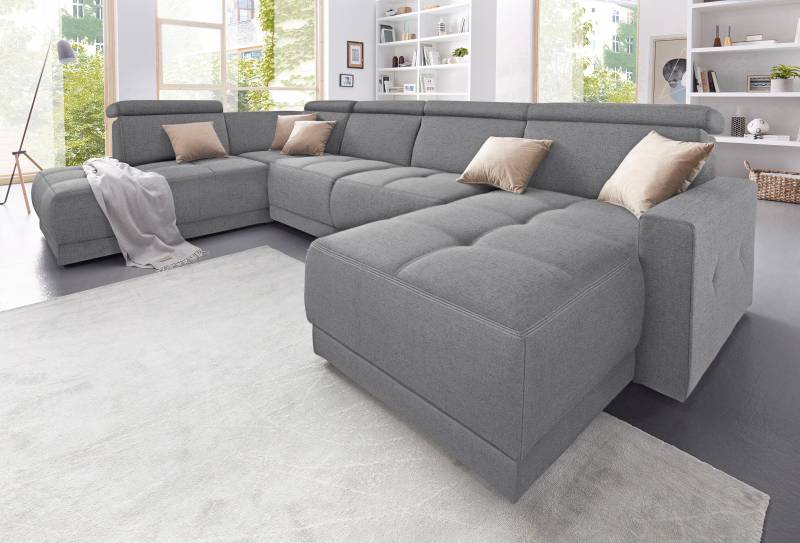 DOMO collection Wohnlandschaft »Ava moderne Sitzheftung mit toller Doppelnaht, komfortabel, U-Form«, mit Federkern, wahlweise mit Kopfteilverstellungen von DOMO collection