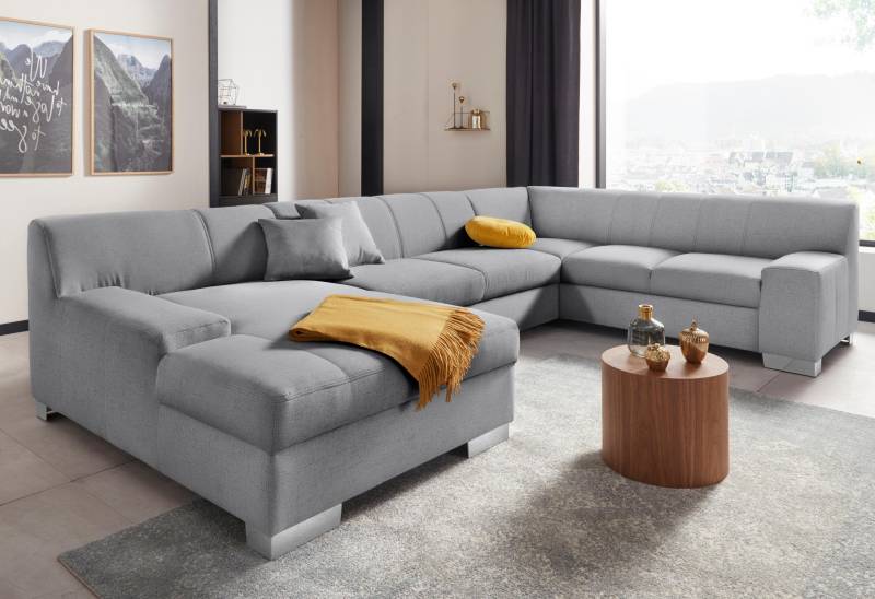 DOMO collection Wohnlandschaft »Bero, elegant und zeitlos, flache Armlehnen, U-Form«, fester Sitzkomfort, wahlweise mit Bettfunktion von DOMO collection