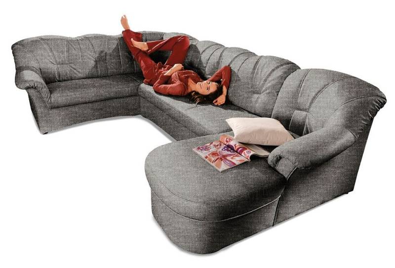 DOMO collection Wohnlandschaft »Papenburg, zeitlose Rückensteppung, elegante Formensprache, U-Form«, in grosser Farbvielfalt, wahlweise mit Bettfunktion von DOMO collection