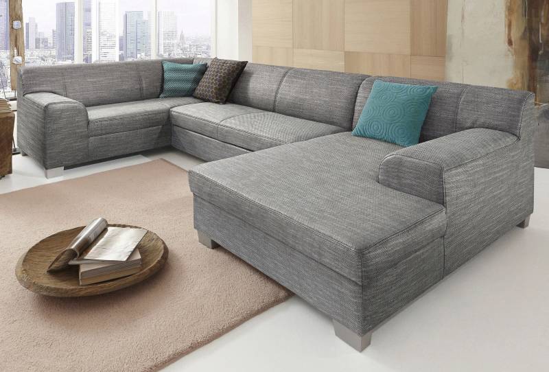 DOMO collection Wohnlandschaft »Amando in vielen Bezugsvarianten, auch in Leder, komfortabel, U-Form«, wahlweise mit Bettfunktion, fester Sitzkomfort, frei im Raum stellbar von DOMO collection