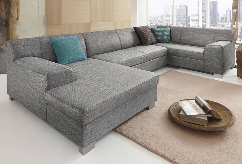 DOMO collection Wohnlandschaft »Amando in vielen Bezugsvarianten, auch in Leder, komfortabel, U-Form«, wahlweise mit Bettfunktion, fester Sitzkomfort, frei im Raum stellbar von DOMO collection