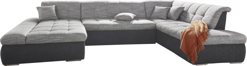 DOMO collection Wohnlandschaft »PB Moric wahlweise mit Bettfunktion und Armteilverstellung U-Form«, XXL-Format B/T/H: 353/216/80 cm, feine Steppung, incl. Zierkissen von DOMO collection