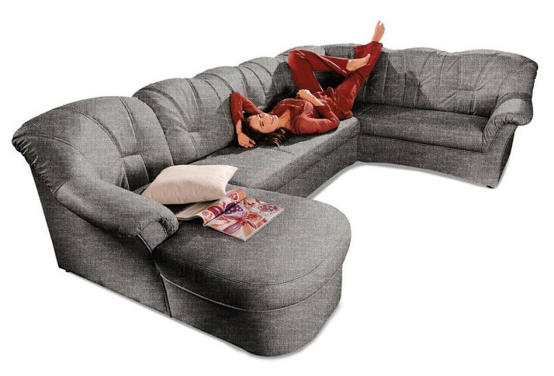 DOMO collection Wohnlandschaft »Papenburg, zeitlose Rückensteppung, elegante Formensprache, U-Form«, in grosser Farbvielfalt, wahlweise mit Bettfunktion von DOMO collection