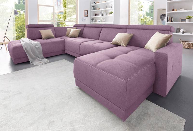 DOMO collection Wohnlandschaft »Ava moderne Sitzheftung mit toller Doppelnaht, komfortabel, U-Form«, mit Federkern, wahlweise mit Kopfteilverstellungen von DOMO collection
