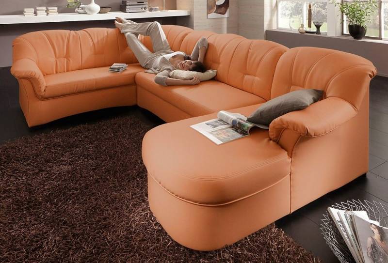 DOMO collection Wohnlandschaft »Papenburg, zeitlose Rückensteppung, elegante Formensprache, U-Form«, in grosser Farbvielfalt, wahlweise mit Bettfunktion von DOMO collection