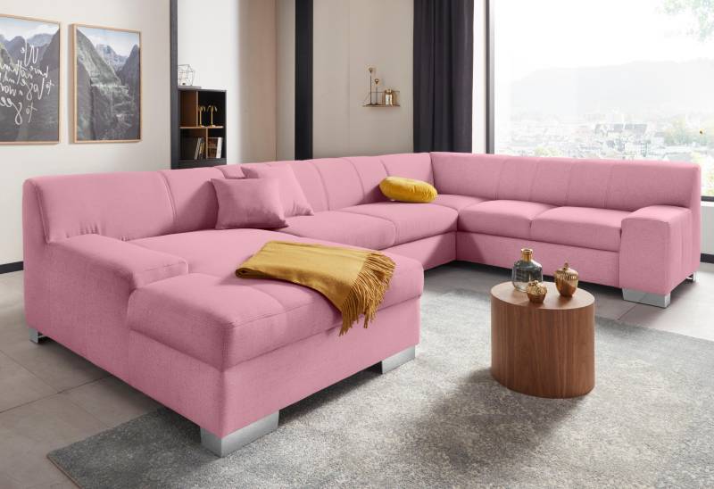 DOMO collection Wohnlandschaft »Bero, elegant und zeitlos, flache Armlehnen, U-Form«, fester Sitzkomfort, wahlweise mit Bettfunktion von DOMO collection