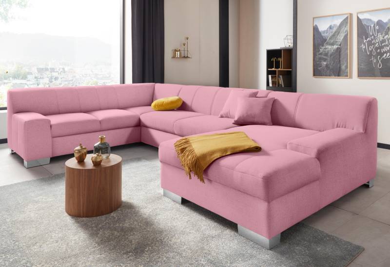 DOMO collection Wohnlandschaft »Bero, elegant und zeitlos, flache Armlehnen, U-Form«, fester Sitzkomfort, wahlweise mit Bettfunktion von DOMO collection