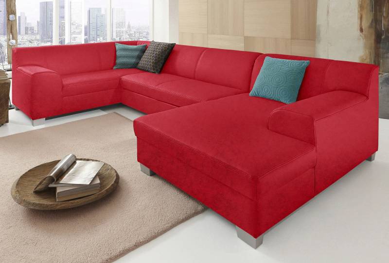 DOMO collection Wohnlandschaft »Amando in vielen Bezugsvarianten, auch in Leder, komfortabel, U-Form«, wahlweise mit Bettfunktion, fester Sitzkomfort, frei im Raum stellbar von DOMO collection