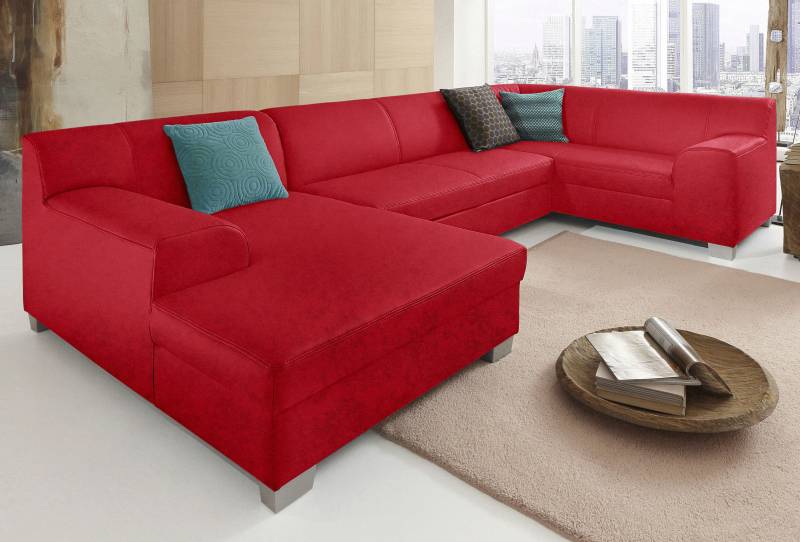 DOMO collection Wohnlandschaft »Amando in vielen Bezugsvarianten, auch in Leder, komfortabel, U-Form«, wahlweise mit Bettfunktion, fester Sitzkomfort, frei im Raum stellbar von DOMO collection