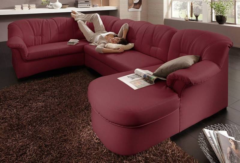 DOMO collection Wohnlandschaft »Papenburg, zeitlose Rückensteppung, elegante Formensprache, U-Form«, in grosser Farbvielfalt, wahlweise mit Bettfunktion von DOMO collection