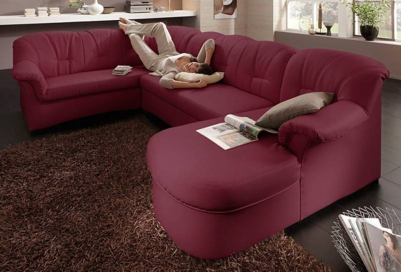 DOMO collection Wohnlandschaft »Papenburg, zeitlose Rückensteppung, elegante Formensprache, U-Form«, in grosser Farbvielfalt, wahlweise mit Bettfunktion von DOMO collection
