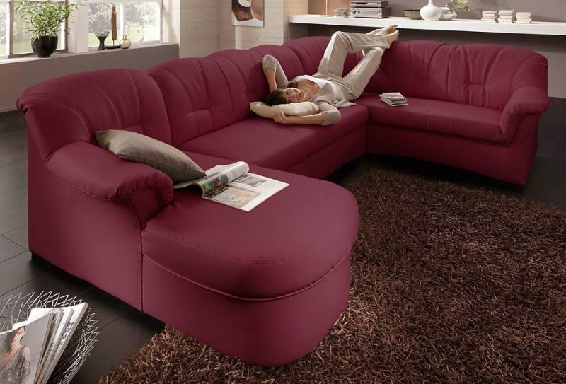 DOMO collection Wohnlandschaft »Papenburg, zeitlose Rückensteppung, elegante Formensprache, U-Form«, in grosser Farbvielfalt, wahlweise mit Bettfunktion von DOMO collection