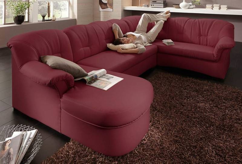 DOMO collection Wohnlandschaft »Papenburg, zeitlose Rückensteppung, elegante Formensprache, U-Form«, in grosser Farbvielfalt, wahlweise mit Bettfunktion von DOMO collection